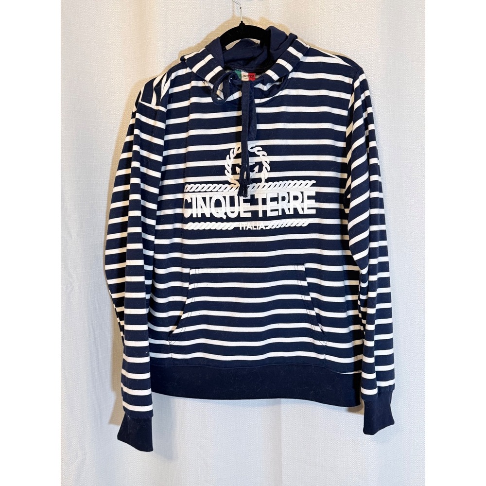 Unlimited Cinque Terre Italia Striped Hoodie Navy White Anchor XXL